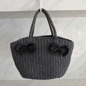 Anteprima Misto Gray Woven Tote Black Bows